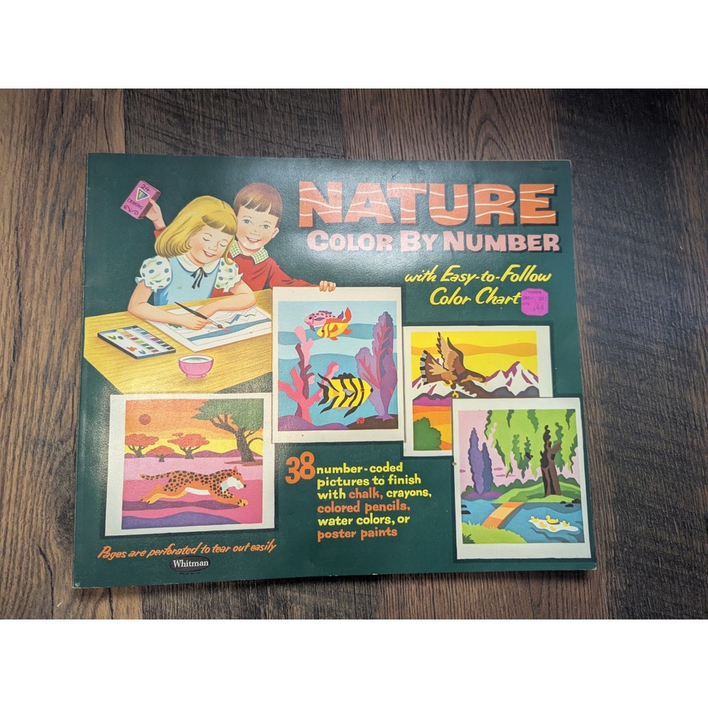 1962 Whitman Nature Color By Number Book Drawings by Judy Stang 11x13‎